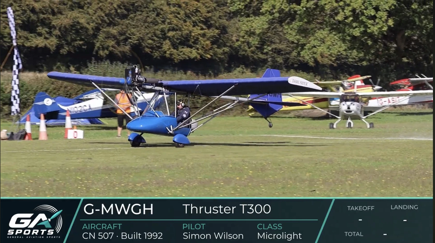 GA Sports broadcast showing Simon in his T300 at Popham