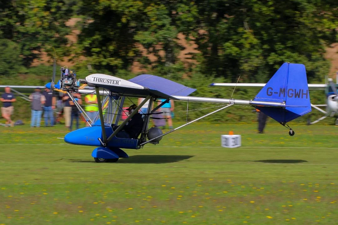 Thruster T300 on its landing roll at Popham